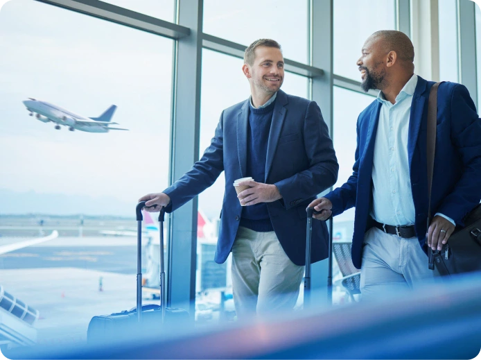 viajante em viagem corporativa