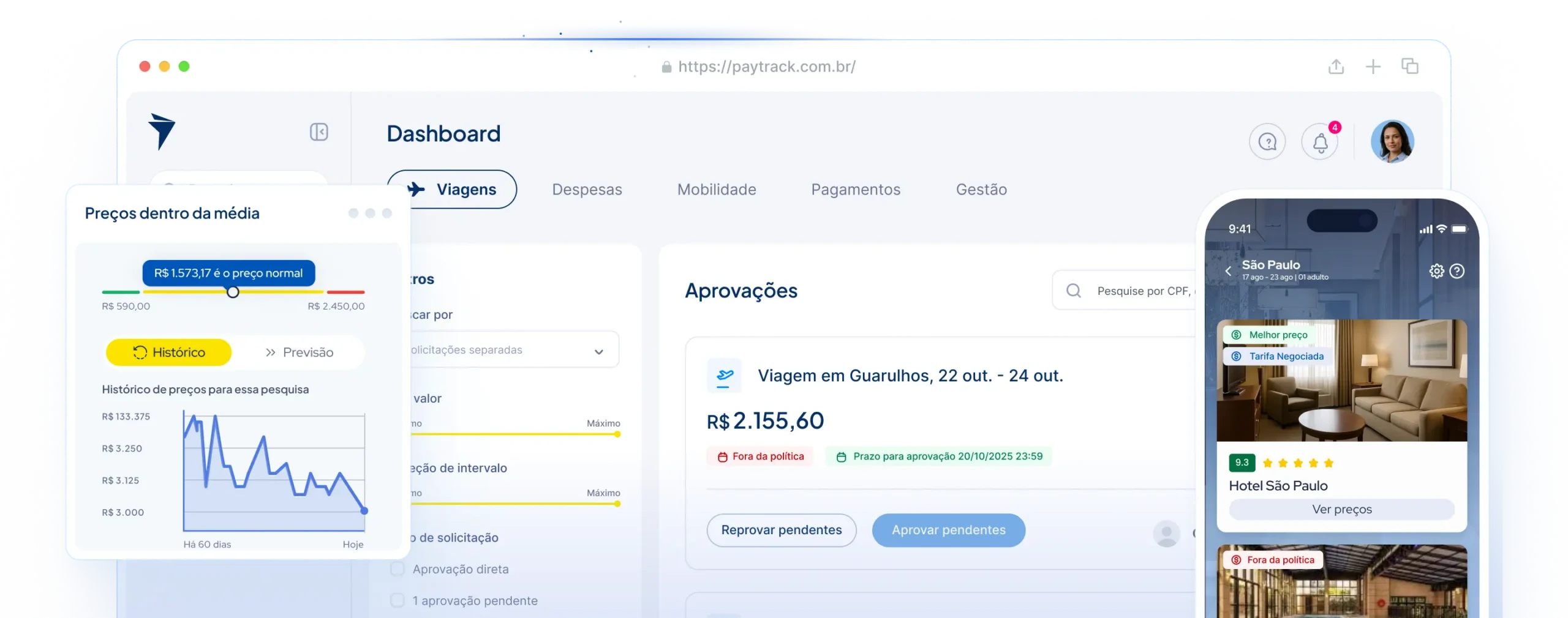 plataforma de viagens corporativas Paytrack